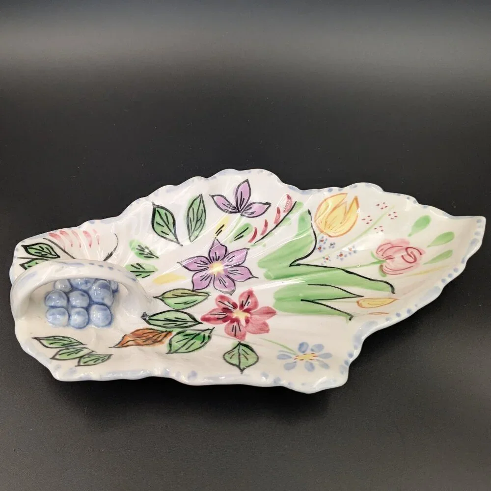 Vintage Blue Ridge Southern Potteries Hand Painted Floral Dish